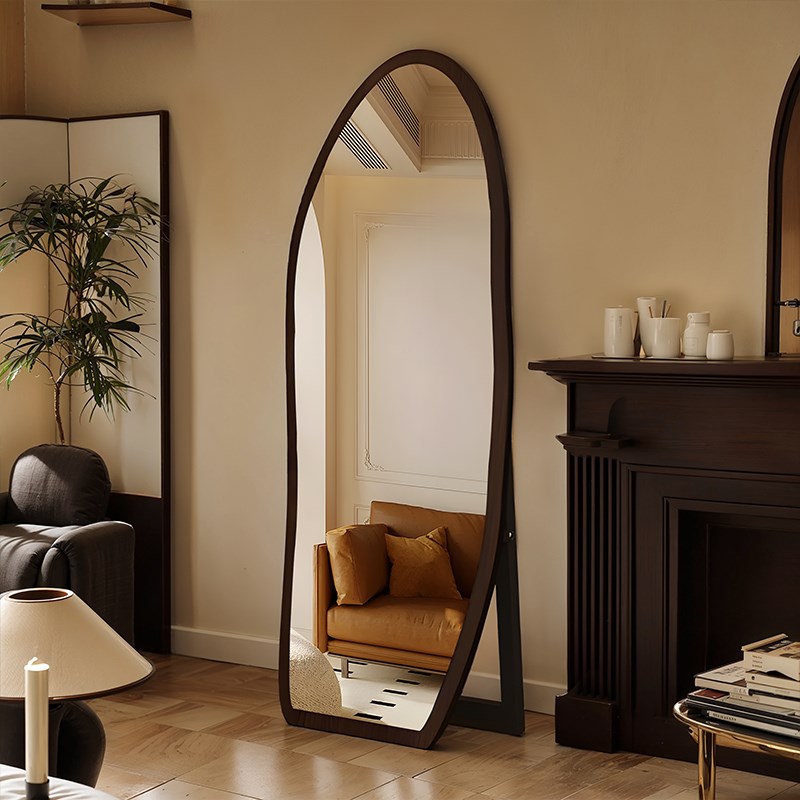 复古试衣镜贴墙脚印穿衣镜女生家用落地全身镜卧室壁挂大镜子