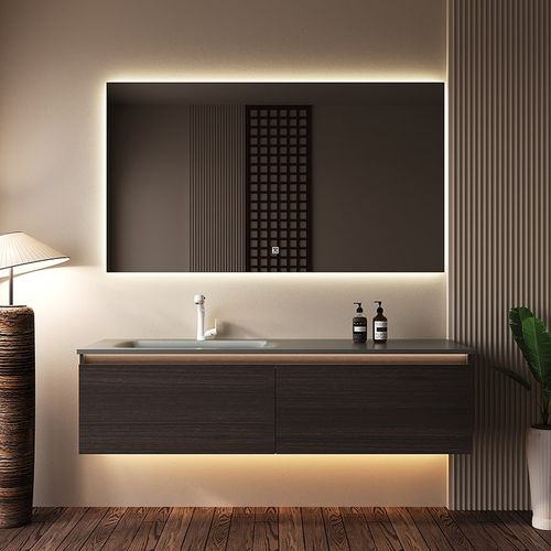 岩板热弯陶瓷无缝一体盆浴室柜中古风卫生间洗漱台洗手洗脸池