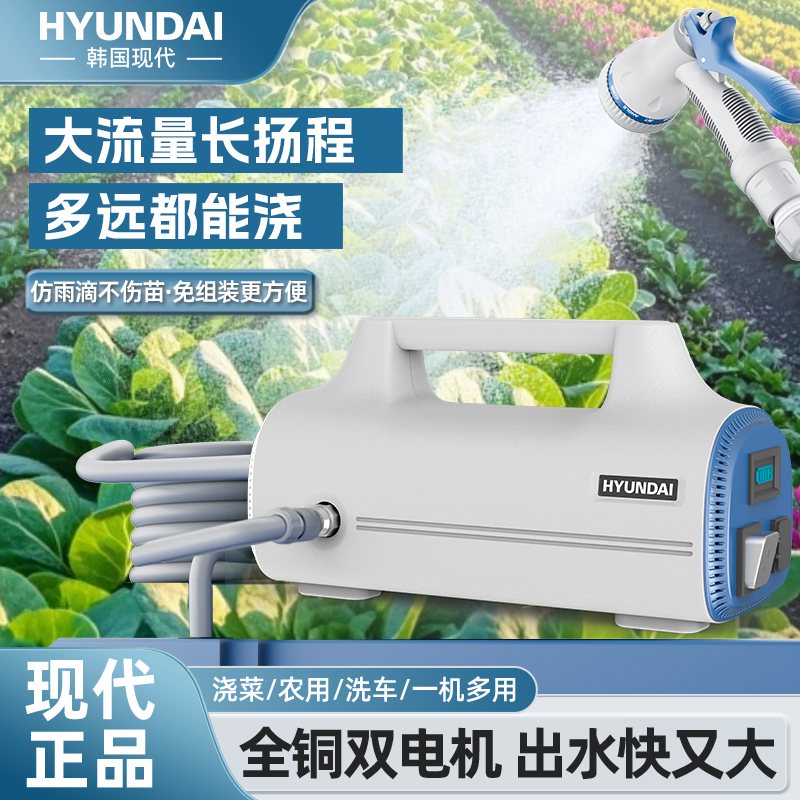 韩国现代浇菜神器浇水机抽水机农用灌溉充电式小型自动锂电池水泵