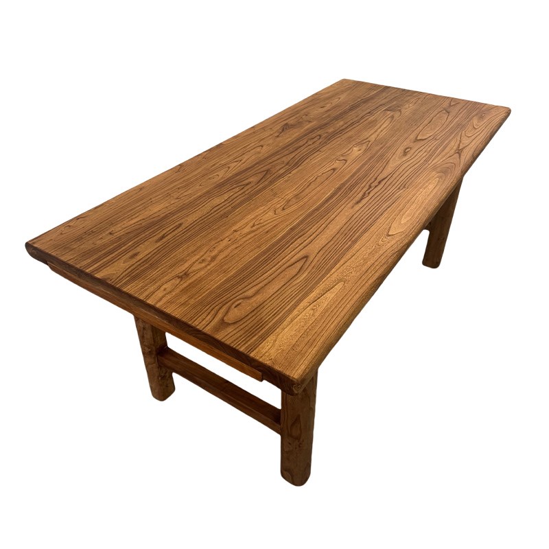 老榆木桌子实木茶桌榆木板门板桌C原木工作台吧台桌家用书桌长条