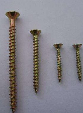 纤维板钉沉头黄色自攻丝家具木工丝平头彩色干壁钉木螺钉m3.5-M6