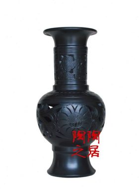 黑陶工艺品 客厅装饰品摆件摆高陶瓷商务礼品 节日礼物 梅花尊