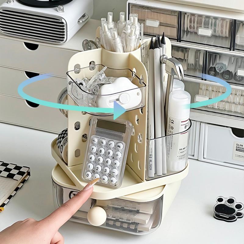 大容量笔筒书桌收纳盒办公室家用360度旋转多功能创意儿童笔架