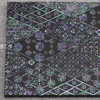 螺钿花云朵纹羊角纹原贝壳片图案镶嵌漆艺漆器漆画材料黑漆漆