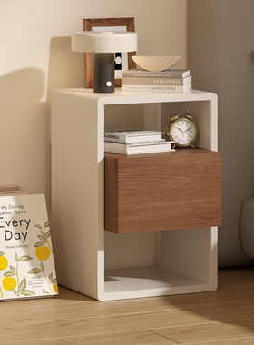 30cm床头柜实木储物现代简约风柜卧室极简风设计感小户型收纳柜子