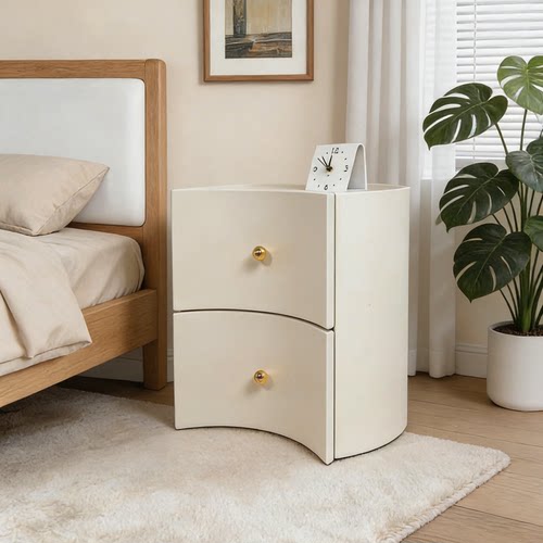 简约现代弧形床头柜实木环保烤漆