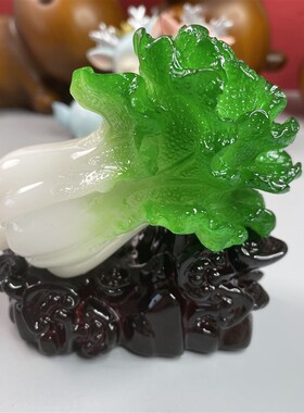 玉白菜摆件招财中式客厅玄关酒柜装饰品新房乔迁礼品店铺开业礼物
