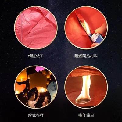 中秋节新款孔明灯带蜡加厚阻燃安全型景区许愿灯过年天灯混批摆摊