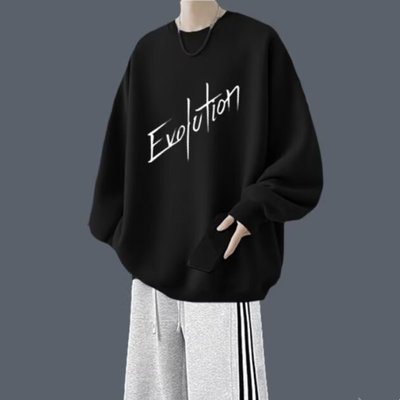 谢霆锋同款印花港风加绒卫衣男