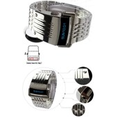 Blue LED Display Fashion Stainless Watch Wide Ste Electronic