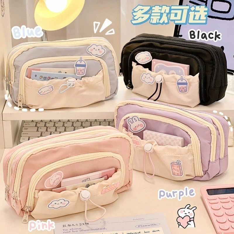 大容量笔袋文具盒铅笔盒可爱女孩小学生文具袋高颜值女生初中简约