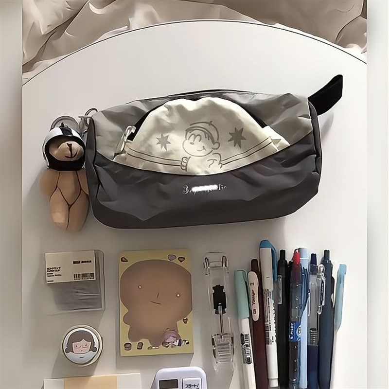 小众美式复古笔袋高颜值大容量学生文具盒简约百搭铅笔盒收纳袋