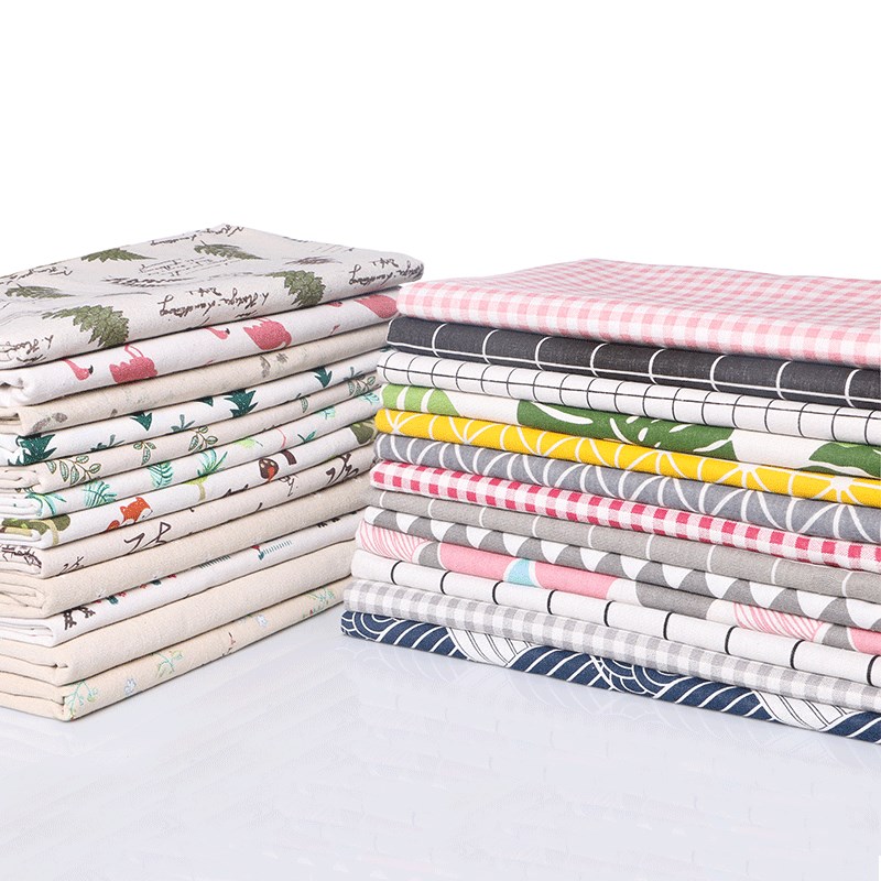 5米价 印花棉麻布料 亚麻沙发手工diy布头田园窗帘麻布碎花面料