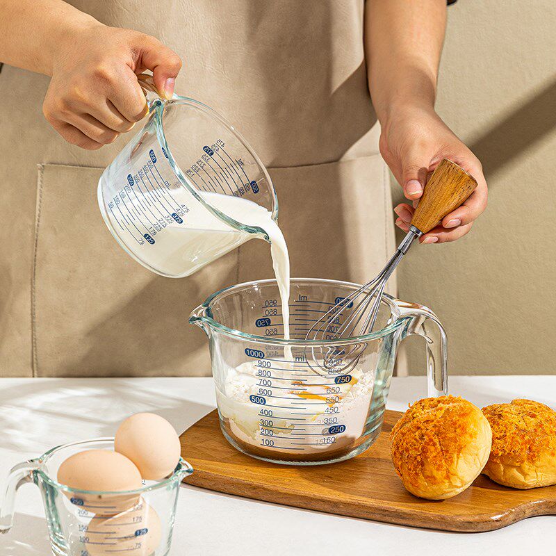 高硼硅玻璃量杯打蛋碗厨房用打蛋专用碗带刻度婴儿耐高温烘焙工具