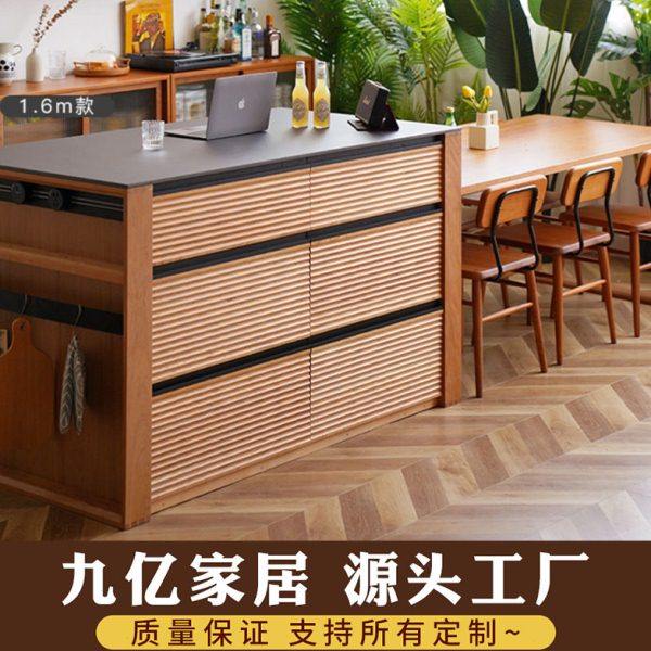 樱桃木开森岛台实木岩板岛台抽拉伸缩黑胡桃木中岛餐边柜餐桌一体,住宅家具,岛台餐桌,淘宝优惠券,粉丝福利购,淘宝优惠卷
