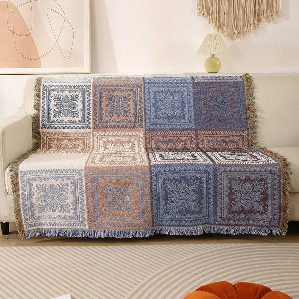 现代简约异域蓝白单人沙发巾沙发毯盖布防尘罩酒店民宿用毯露营毯,居家布艺,沙发套,淘宝优惠券,粉丝福利购,淘宝优惠卷