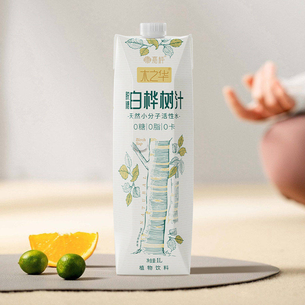 嘉桦木之华脱糖白桦树汁1L*6罐小分子团白桦树水天然清爽植物饮