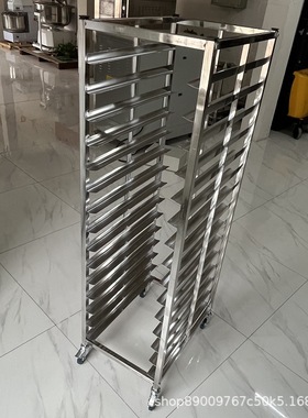 不锈钢15层片式饼盘车烤盘架Baking tray rack30盘面包蛋糕多层架