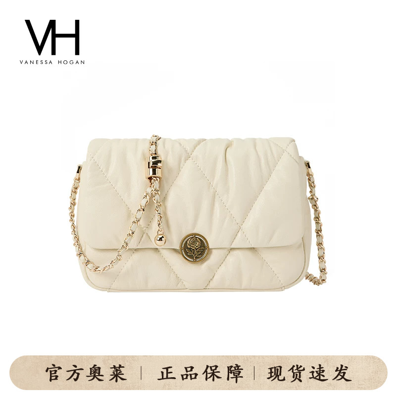 VH女包蓬蓬棱格包经典小方包小香风百搭可调节链条斜挎小包单肩包图片