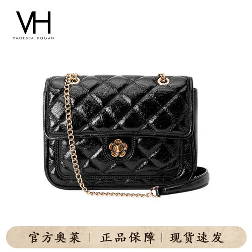 VH女包海棠菱格包真皮油蜡单肩包