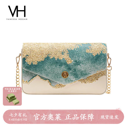 VH女包深海信封包高级感链条包国风刺绣单肩包山茶花新中式斜挎包