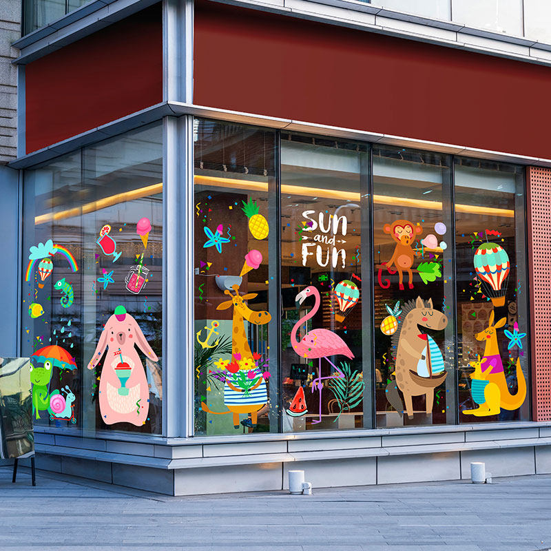 亲子乐园装饰玻璃膜超大游乐场推拉玻璃大门静电无胶画,家居饰品,玻璃膜/贴,淘宝优惠券,粉丝福利购,淘宝优惠卷