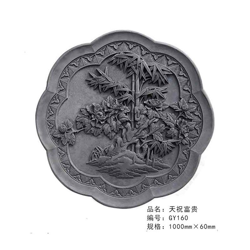 菱形富贵牡丹砖雕古建筑影壁照壁围墙背景墙饰挂件浮雕