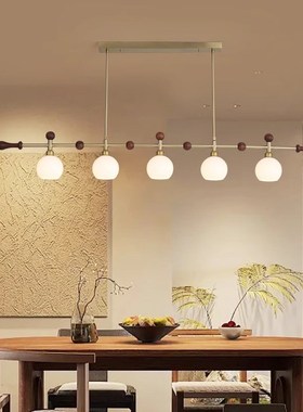 南美胡桃木中古风吊灯intge一字长条复古风茶室吧台灯具