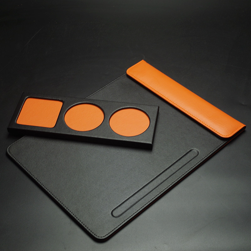 U皮质会议夹 写字垫板夹会议记录文件夹定制磁性桌垫茶杯托装