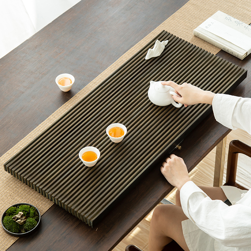 天然乌金石茶盘家用功夫茶具茶台大小号电木式茶托盘盘
