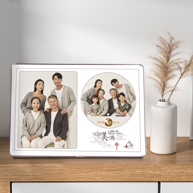 照片制作相框水晶摆台婚纱照儿童全家福宫格定制洗晶瓷高级感