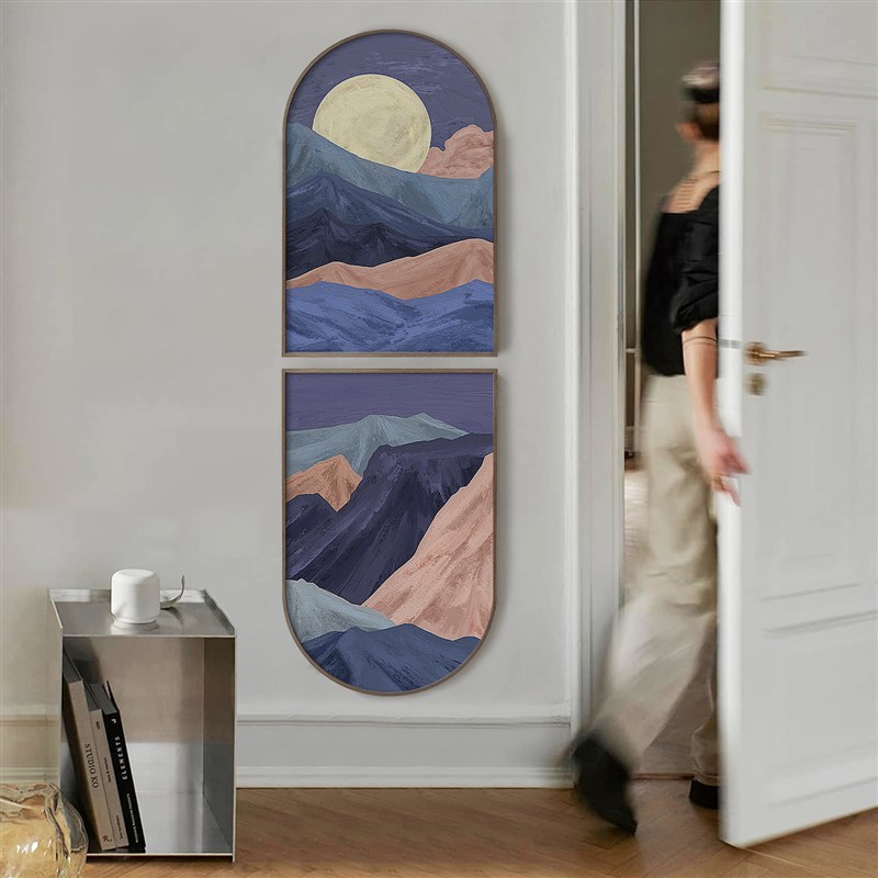 布纸有爱 现代简约装饰画玄关过道走廊竖版挂画后现代艺术风景画图片