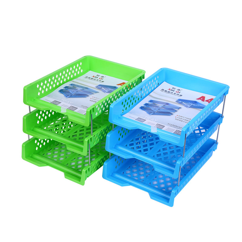 金属铁网三层文件盘层层文件架文件篮资料收集盘铁网状文件盘