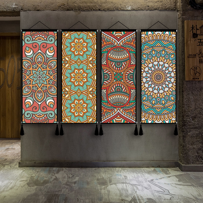 民宿装饰挂画民族风卧室墙壁床头过道布画布艺挂布墙面背景布中式图片