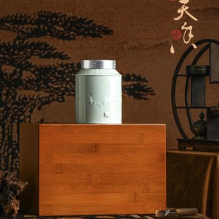 高档竹盒茶叶包装盒陶瓷空礼盒红茶绿茶白茶散茶通用礼盒定制空盒