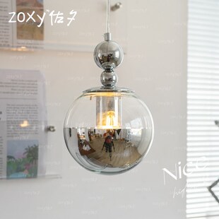 z佐夕 包豪斯玄关小吊灯银色极简卧室床头灯具玄关吧台过道灯
