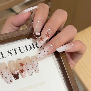 纯手工少女豹纹手绘渐变氛围感新款学生手绘早秋时尚鳄鱼纹星星