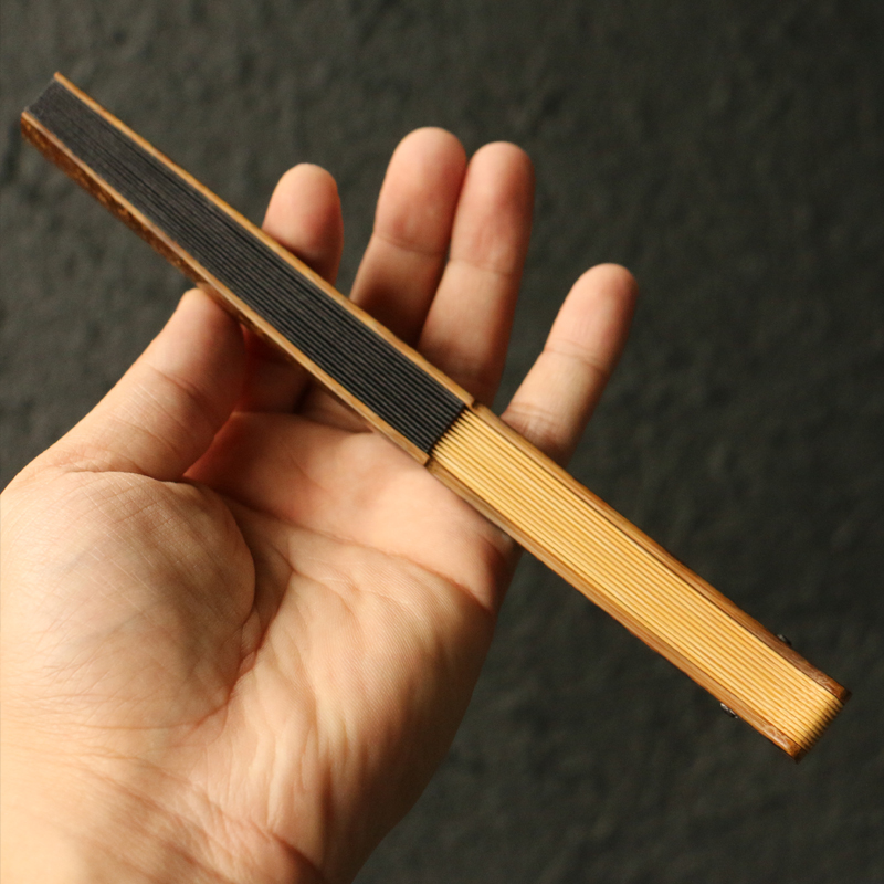 6寸湖南九嶷山梅鹿竹老料纯手工精工制作小折扇把件竹扇子把件