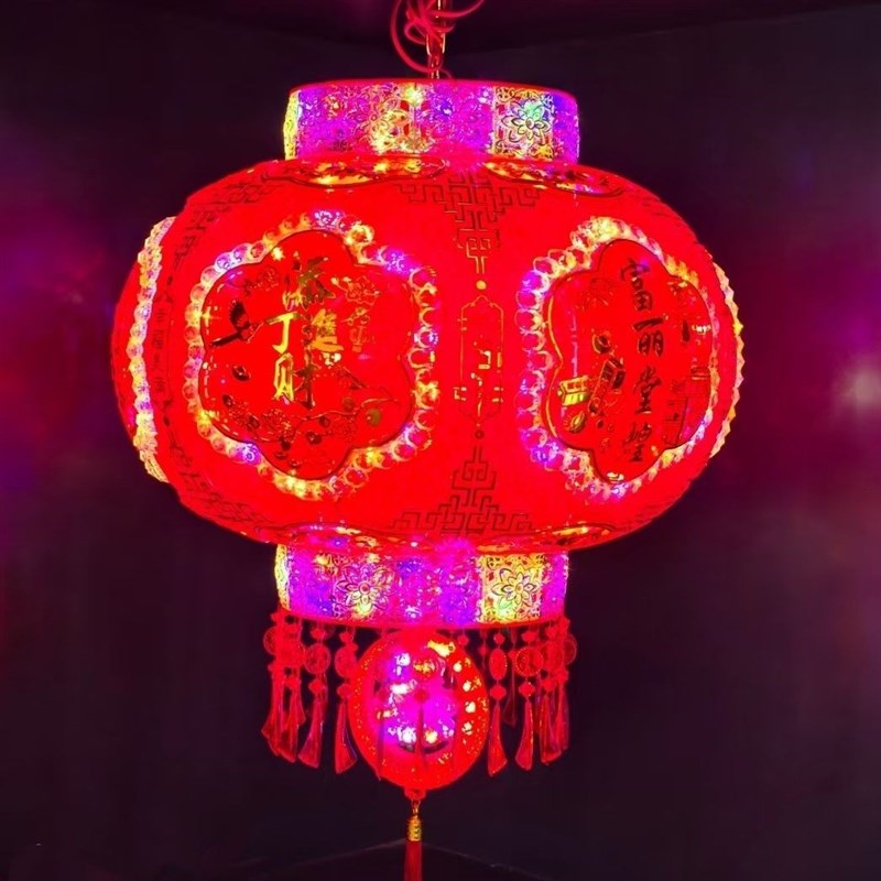 新款富丽堂皇七彩LED旋转走马灯乔迁红灯笼春节阳台笼新年外转灯