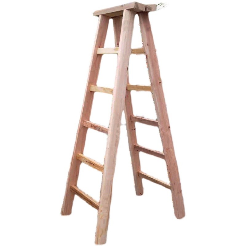 人字梯实木侧梯折叠梯家用装修水电梯加厚加强木梯可行走梯子