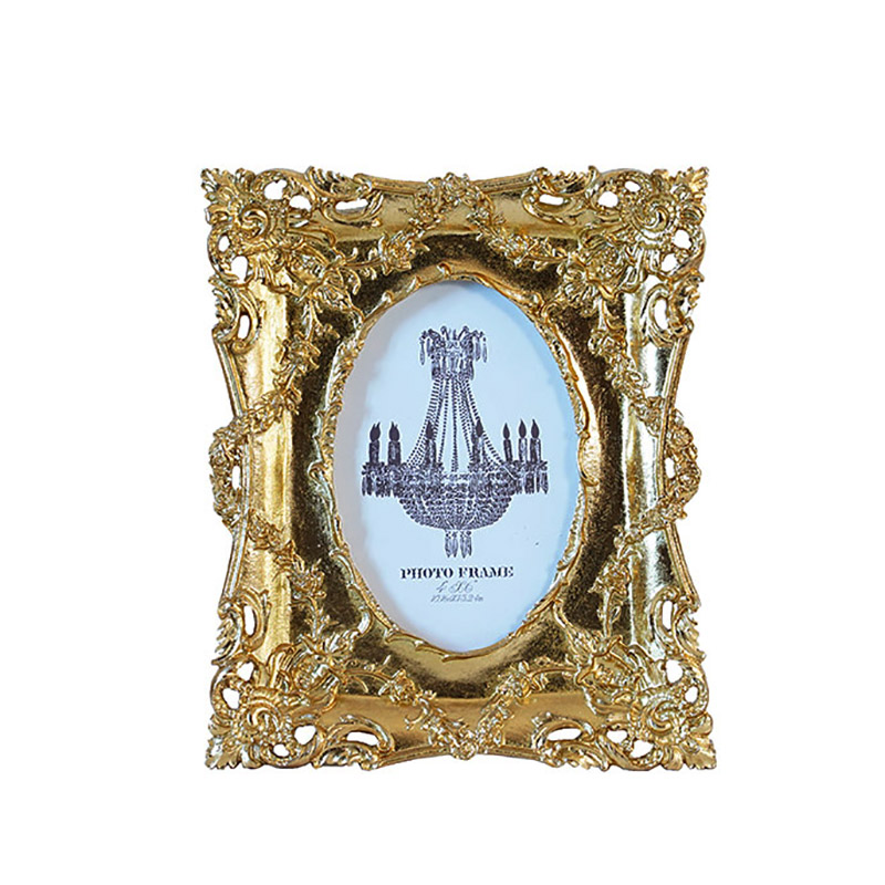 欧式古典奢华时尚金色复古白色浮雕相框 创意卧室样板间摆台摆件