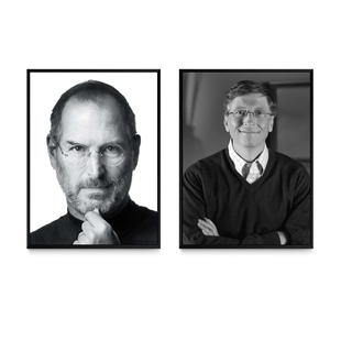挂像乔布斯画像名人伟人黑白照相框装饰画办公室励志海报挂画