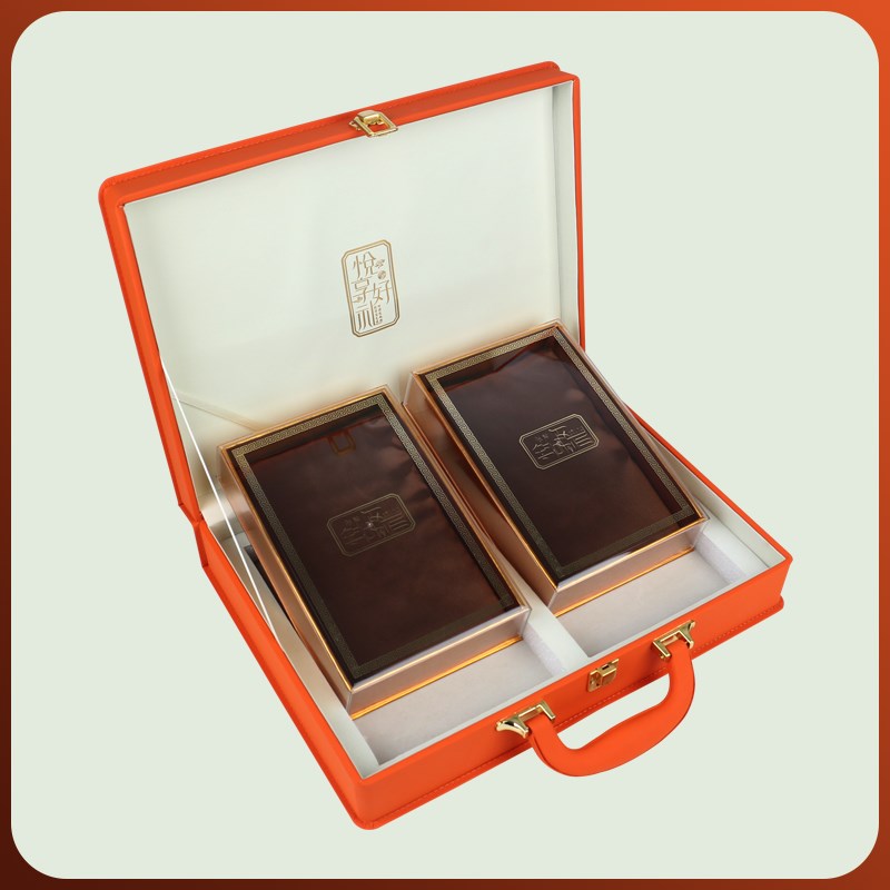 海参包装盒两斤装手提商务烫金压纹皮盒双拼礼盒干燕窝盒鲍鱼礼盒