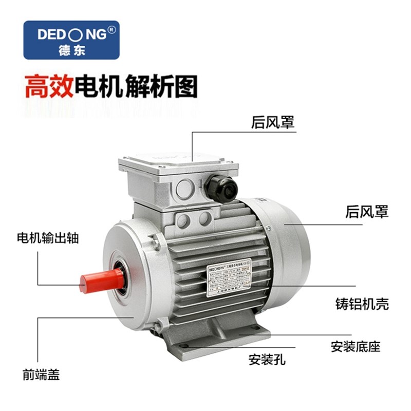 德东三相异步电动机5WKW1.1KW二级四级V电机铜芯电动机