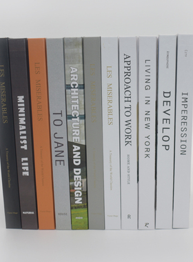 样板间装饰真书现代翻页外文黑色橙色售楼处道具书陈列