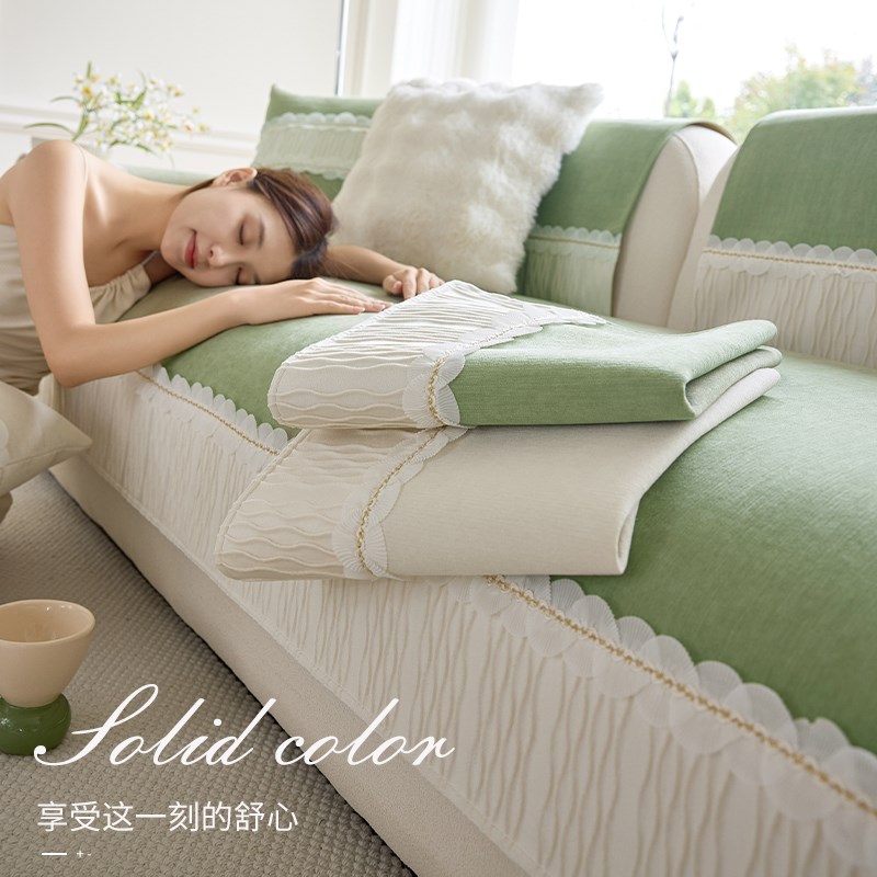 雪尼尔沙发垫新款202四季通用防滑坐垫子现代皮沙发罩全包