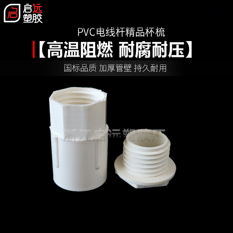 PVC线管杯梳带筋六角加厚 暗盒锁扣锁母1 20  2 线盒盒接锁头