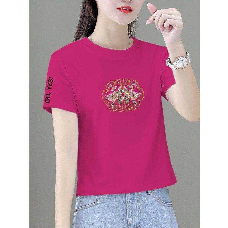 纯棉短袖潮流T恤女新款夏季显瘦韩版圆领百搭遮肉简约体恤上衣