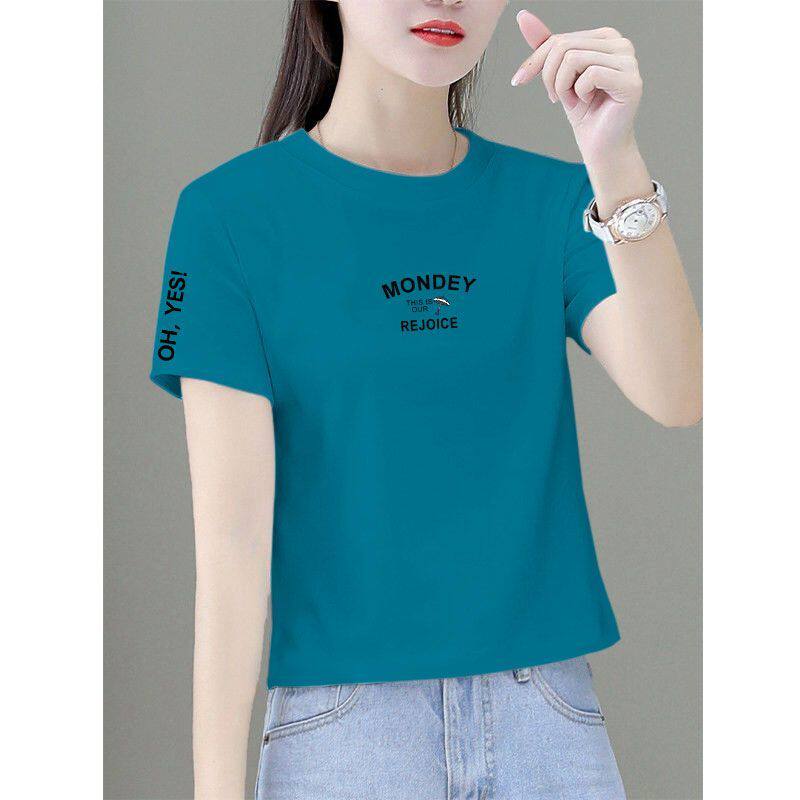 纯棉短袖潮流T恤女夏季韩版设计感圆领显瘦休闲时尚上衣汗衫