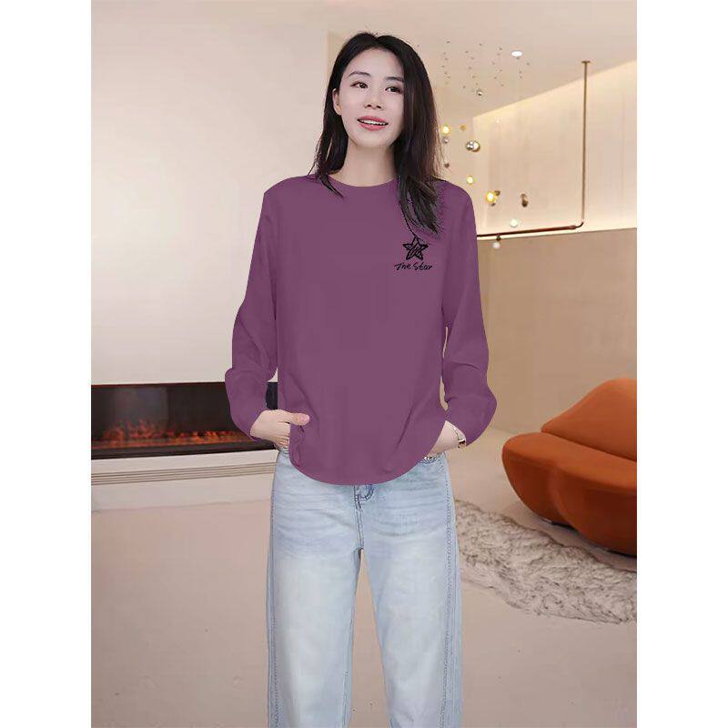 纯棉长袖大码女T恤春秋遮肉